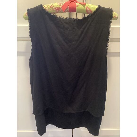 Sundance Womens Frayed Sleeveless Tiered Top Sz M Black Stretch - Picture 8 of 8